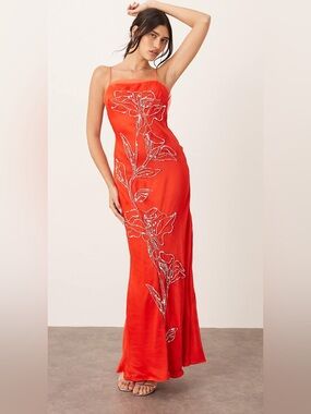 ARRANGE Red Backless Maxi Dress
